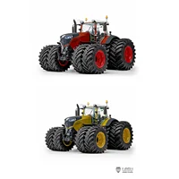1/14 4x4 Axles LESU AOUE 1050 Hydraulic RC Double Wheeled Tractor Car Light Smoking Simulation Sound Radio Controlled Farm Truck 1
