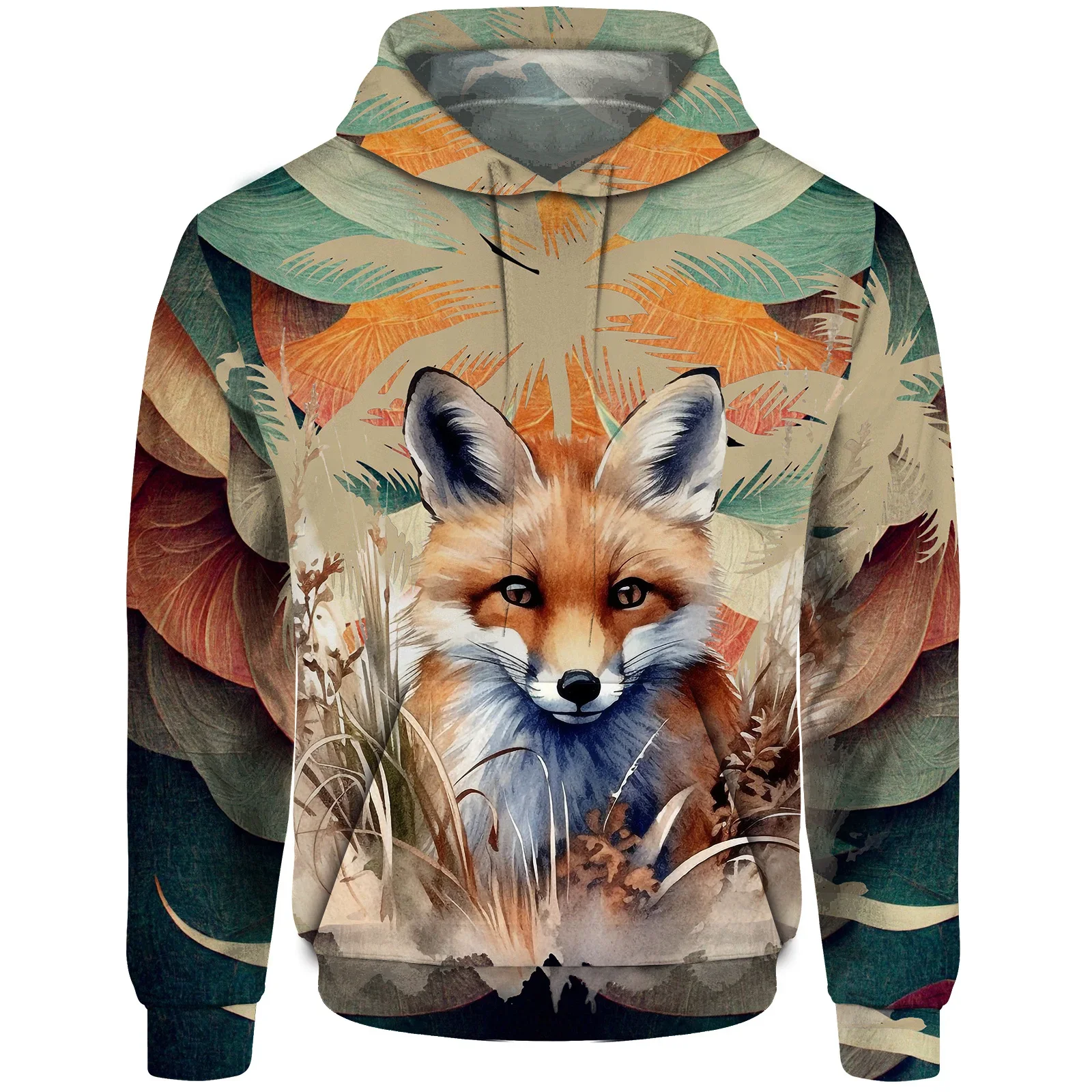 thumbnail image 1 of Sudadera con capucha de otoño para hombre, sudadera con estampado de zorro y lobo, sudadera con capucha para hombre, sudaderas para hombre, ropa Y2k, ropa urbana Harajuku, 1 of 5