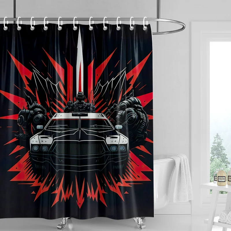 Car Pattern Shower Curtain Waterproof Bathroom Partition Curtain Bathroom shower curtain hooks 90x180cm 180x200cm 5