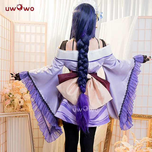 Only S M XL UWOWO Genshin Impact Fanart Raiden Shogun Cosplay Costume Ei Baal Kimono Maid