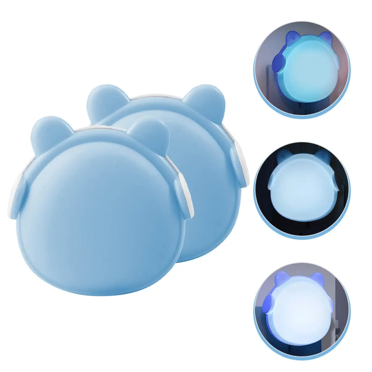 2pc Night Lights Plug into Wall Auto Dusk to Dawn Sensor Earphone Bear Cute LED Nightlight For Kids Nursery Bedroom Decoration