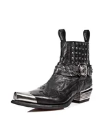 Metallic trim pointy toe women's boots high platform chunky heel black fashion boots lacing rivets new Chelsea boots - Image 6