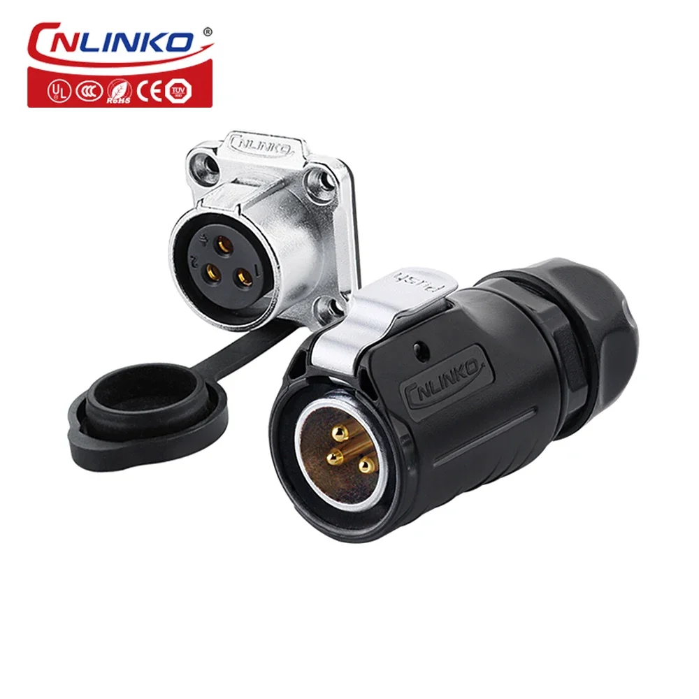 

CNLINKO 3 pin male connector IP67 Waterproof M20 Female DC Power plug