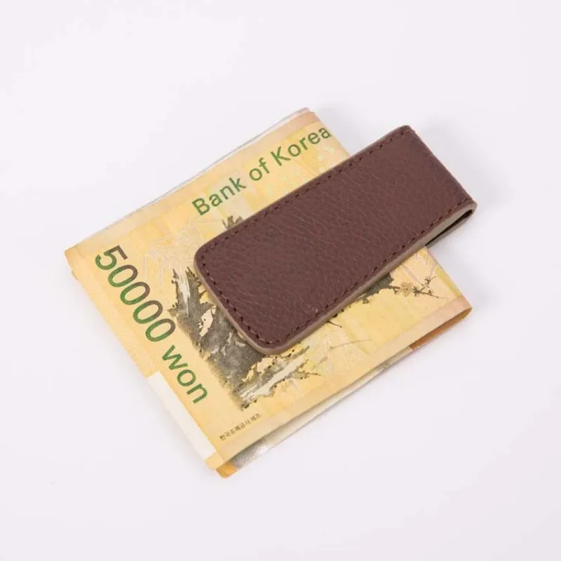 Men's Leather Magnetic Money Clip Credit ID Cards Holder