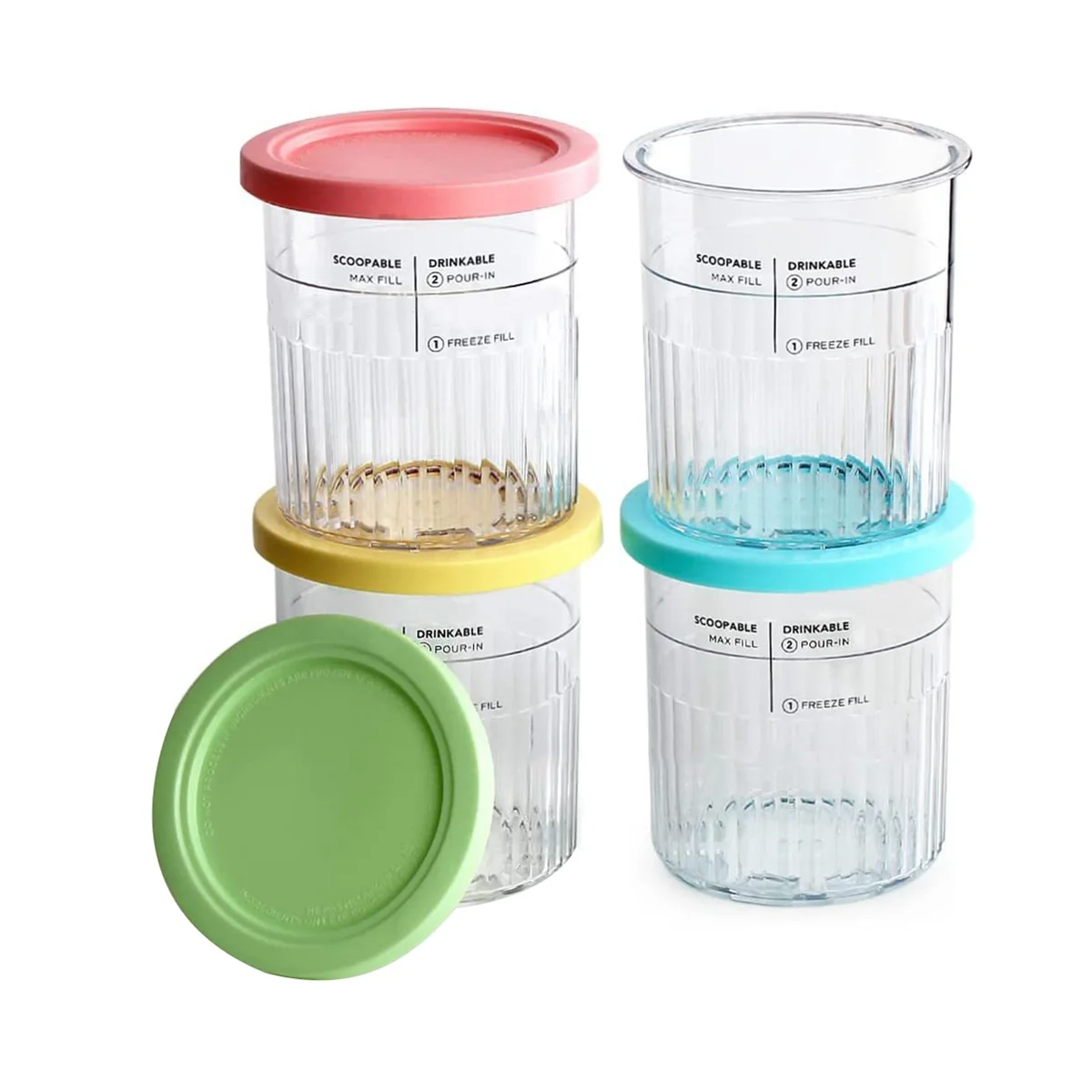 4PCS Ice Cream Pints and Lids for Ninja Creami NC500 NC501 Ice Cream Storage Containers Food Freezer 3