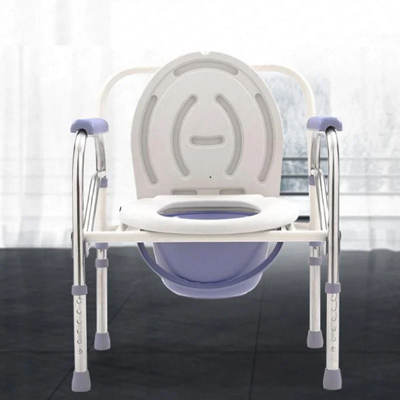 Bedside Medical Shower Chair Bath Seat Heavy-Duty Steel Commode Toilet Chair, Adjustable Height Fold Portable 6