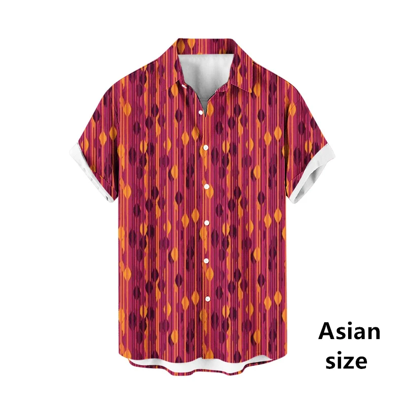 Vintage Striped 3D Print Men Hawaiian Shirts Casual Fashion Lapel Button Short Sleeves Shirt Oversized Summer Unisex Blouse Tops 3