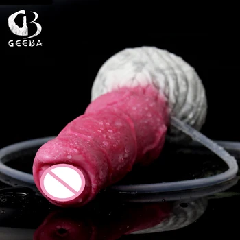 GEEBA Big Wolf Dildos with Suction Cup Squirting Dog Knot Penis High Simulation Sex Toys for Men Women 4