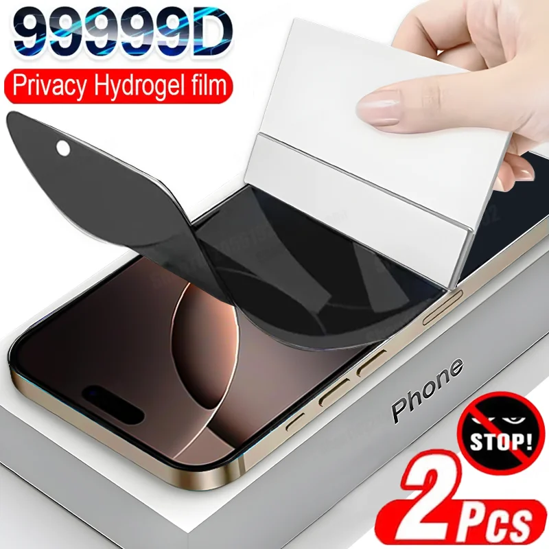 2 protectores de pantalla de hidrogel de privacidad para iPhone 16 Pro Max, para iPhone 15, 11, 14 Pro Max Plus, 13, 12 Mini, película suave antiespía