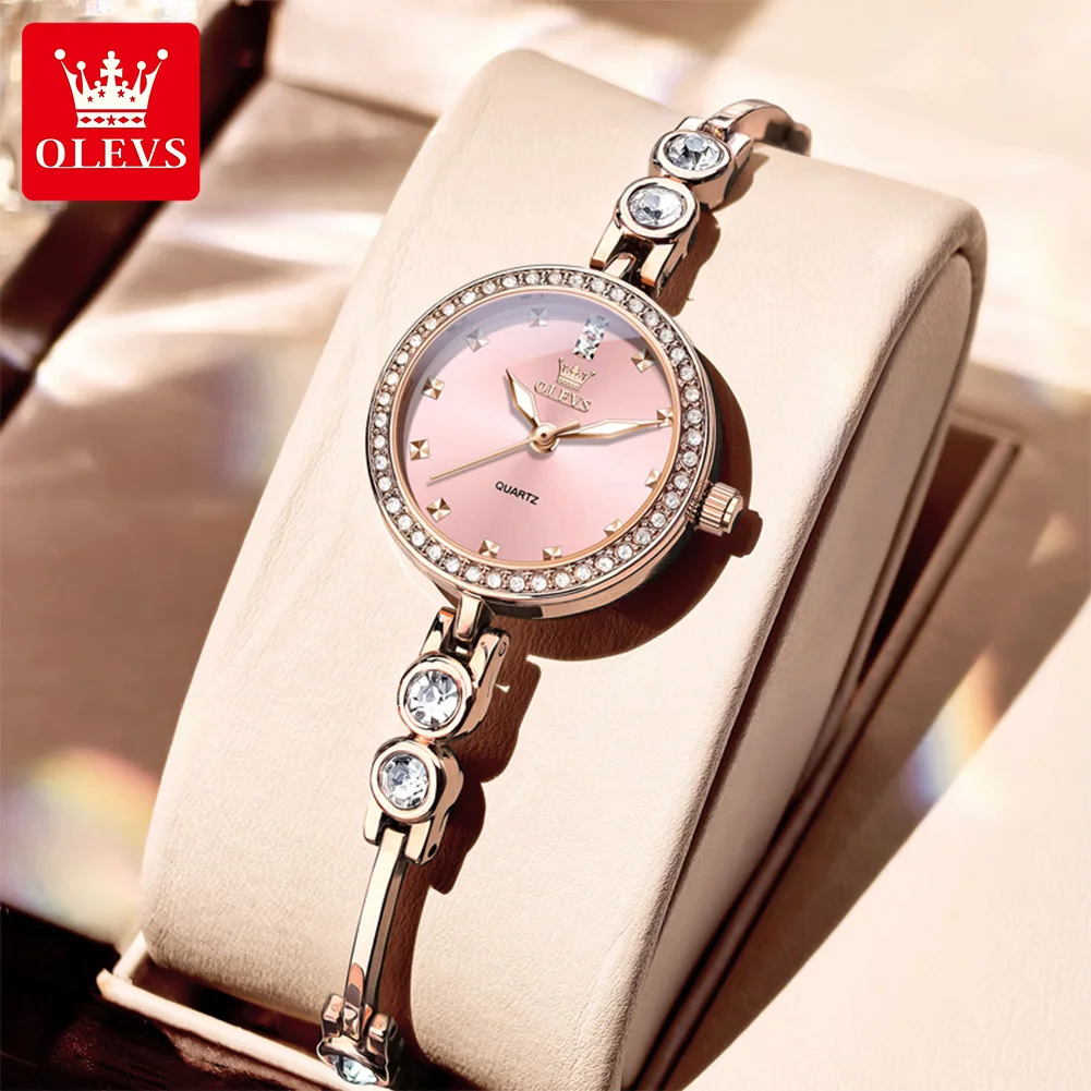 OLEVS Damen-Quarzuhren, modisch, luxuriös, Diamant-Armband, Armbanduhr für Damen, wasserdicht, leuchtend, Damen-Kleideruhren 5670