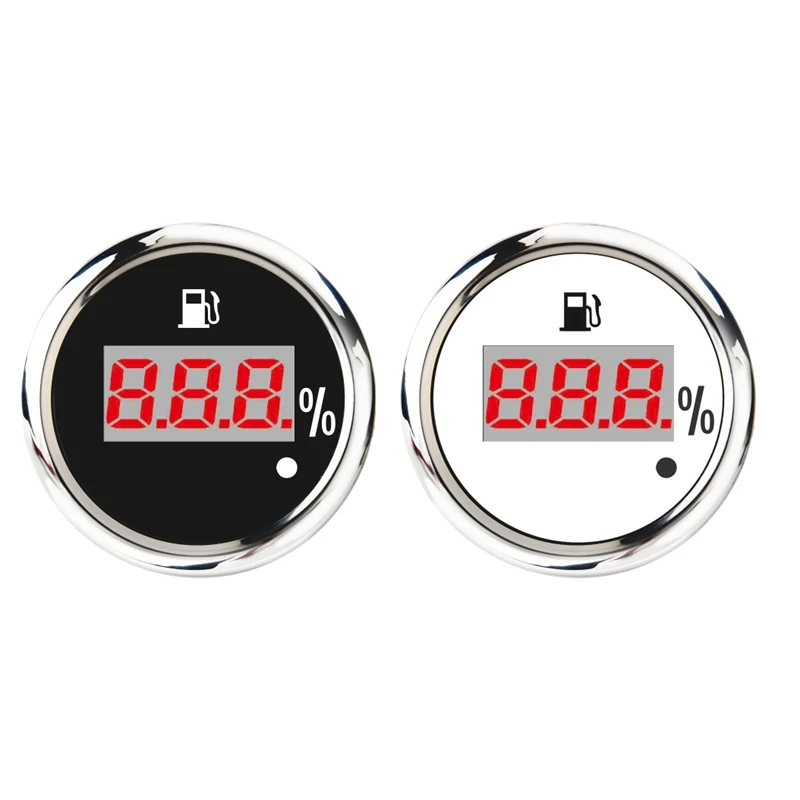 

52Mm Digital Fuel Level Gauge 0-190Ohm 240-33Ohm Universal Oil Tank Level Indicator Red Backlight With Alarm