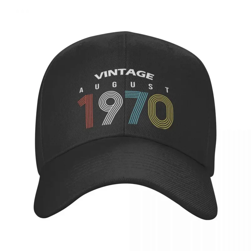 

Punk Unisex Vintage 1970 August Baseball Cap Adult 52th Birthday Gift Adjustable Dad Hat Men Women Protection Snapback Caps