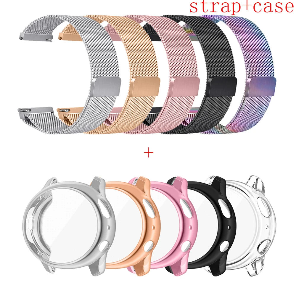 

Milanese Metal Strap For Samsung Galaxy Watch Active 2 40mm 44mm With Case TPU Screen Protector Magnetic Watchband Bracelet Band