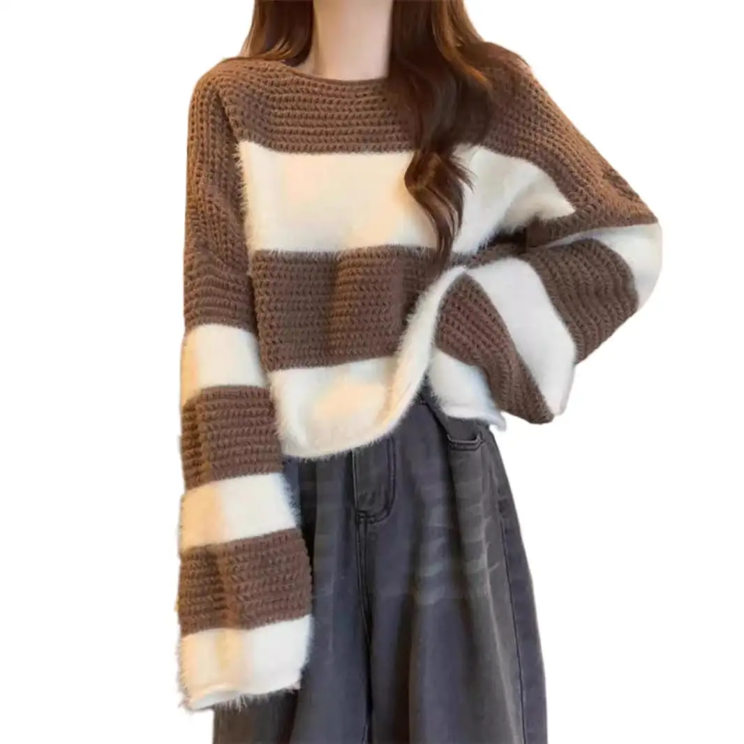 Autumn Female Striped Knitted Sweater