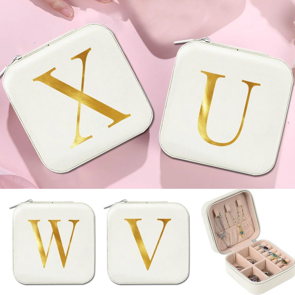 

Jewelry Storage Box Portable Jewelry Organizations for Women Earring Necklace Ring Storage Boxes Jewelers Leather Storage Box