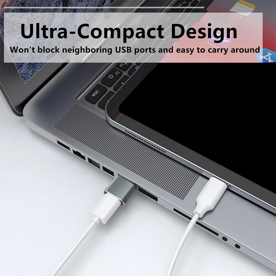 USB C 암-USB 수 어댑터, C타입 충전기 케이블, 전원 변환기, 아이폰 12, 13 프로 맥스, 삼성, 그레이, 4 팩