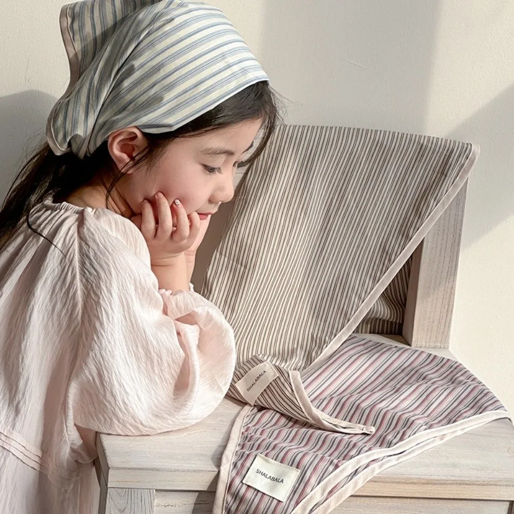 Vintage Korean Children's Scarf Striped Plaid Triangle Bandana Sweet Boys Girls Waist Scarf Spring Autumn