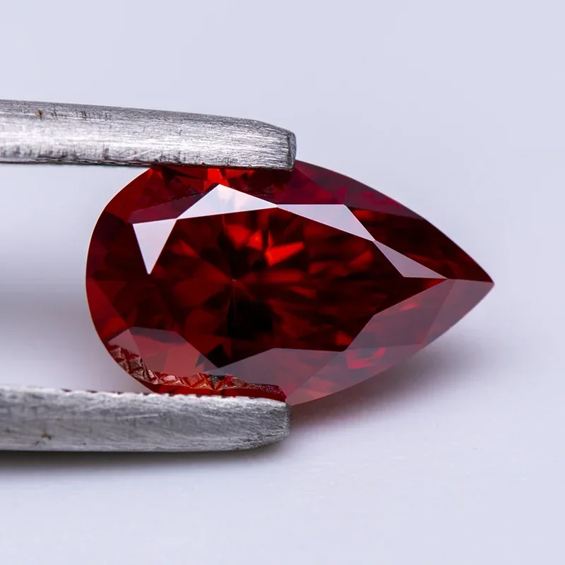 

Moissanite Diamond with GRA Certificate Pear Cut Garnet Colour Lab Created Gemstone Advanced Jewelry Making Materials