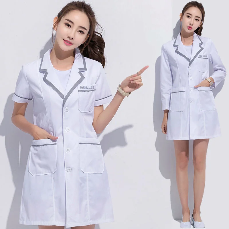 

white plus size Salon grooming clothes Black short beauty uniform dress spa uniform scrub uniform Lab coat Beautician tops