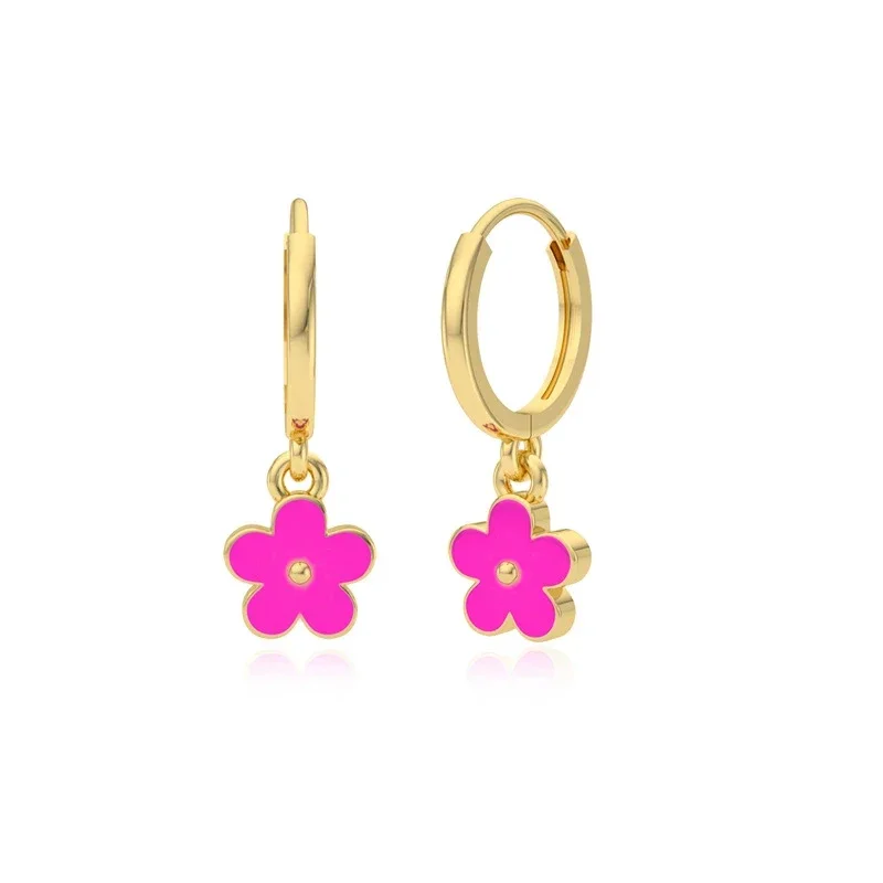 Boucles D’oreilles Pampilles Or Et Rouge – Percées, Style Fantaisie, Bon état
