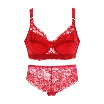 Sexy Lace Thin Panty and Briefs Plus Size Women's Bralette Set Push Up Brassiere Set Girl Top BH Lingerie Sets Push Up Intimates 6