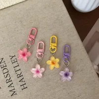 Little Flower Colorful Keychain Sweet Resin Gradient Key Chain Transparent Color Diy Cute Bag Keychains Pendant Girls Jewelry 4