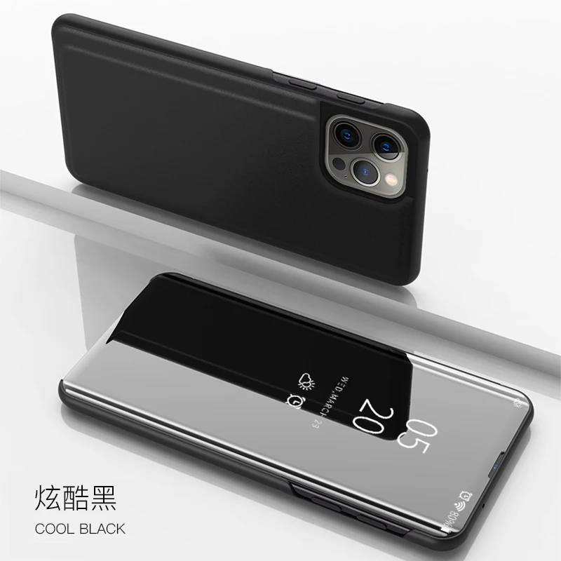 Magnetic Smart Flip Leather Phone Case with Mirror Holder - Anti-Fall Design