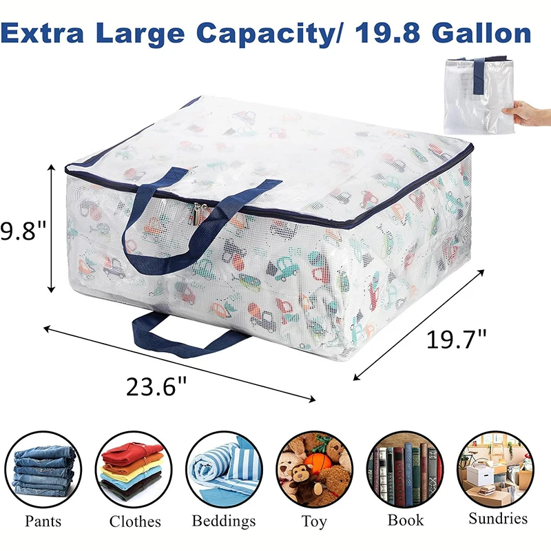 Extra Large Clear Moving Bags with Zipper Heavy Duty Storage Totes for Clothing Blanket Comforters Pillow Toys Bedding 6