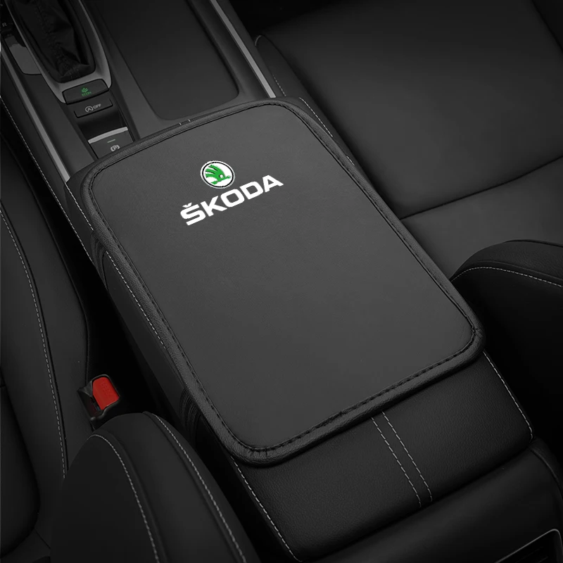 Car Armrest Box Center Console Box Mat Protector Cover for Skoda Octavia Rapid Superb Kodiaq Karoq Yeti Fabia Kamiq Enyaq Citigo