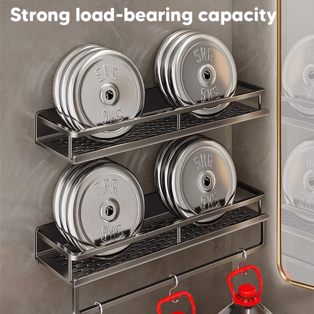 30/40/50CM Punch-Free Bathroom Shelf Shampoo Rack Aluminum Shower Organiser Without Drilling Toilet Shelf Bathroom Accessories 3
