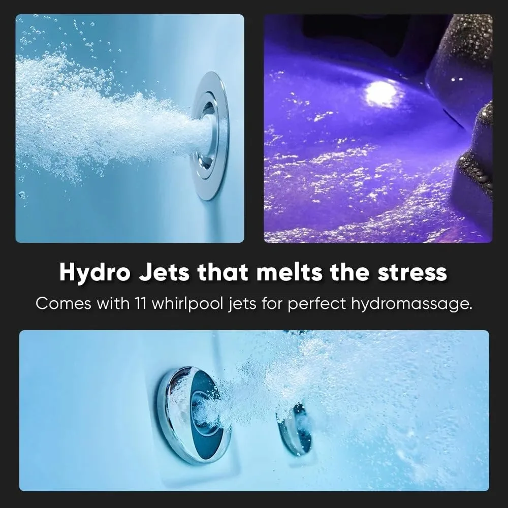 60 Inch Acrylic Freestanding Whirlpool Hot Tub Modern Soaking Bathtub with Central Drainage and Color Therapy  Bathroom Fixture 6