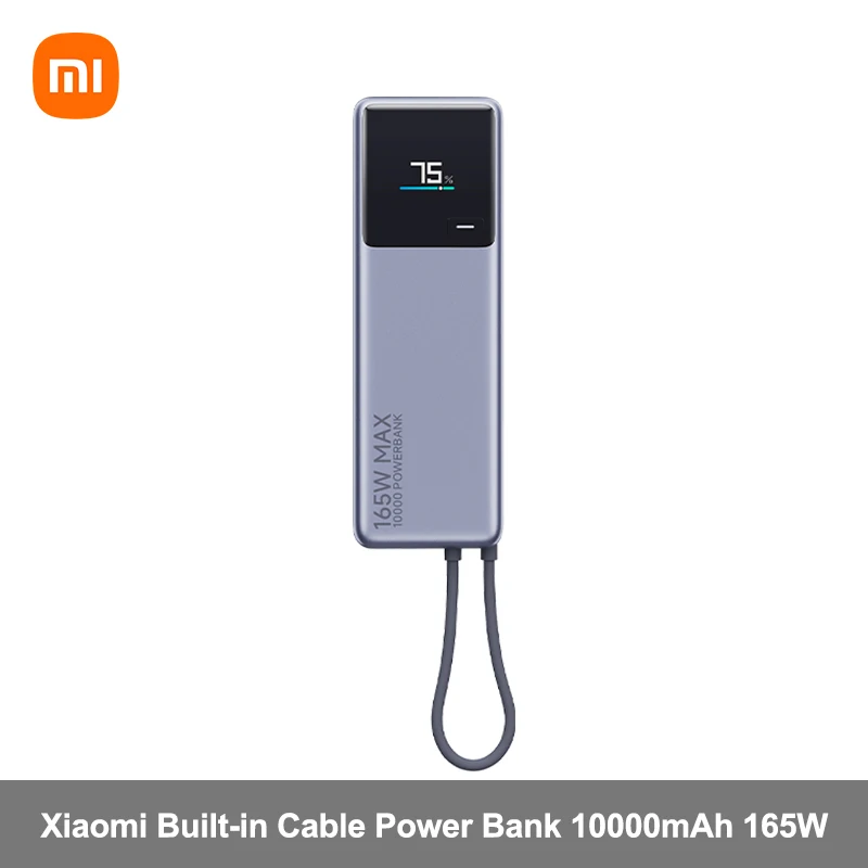 Xiaomi 165W Power Bank 10000 PB1165MI Integrated USB C Cable LED
