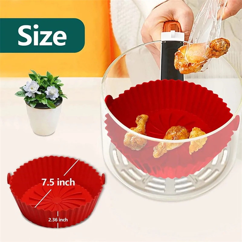 Reusable Air Fryer Silicone Basket Silicone Mold For Air Fryer Pot Oven Baking Tray Fried Chicken Mat Air Fryer Accessories