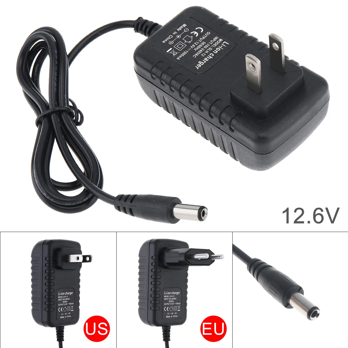 Caricabatteria al litio portatile universale DC 12.6V supporto adattatore di alimentazione ricaricabile 100-240V per cacciavite trapano elettrico