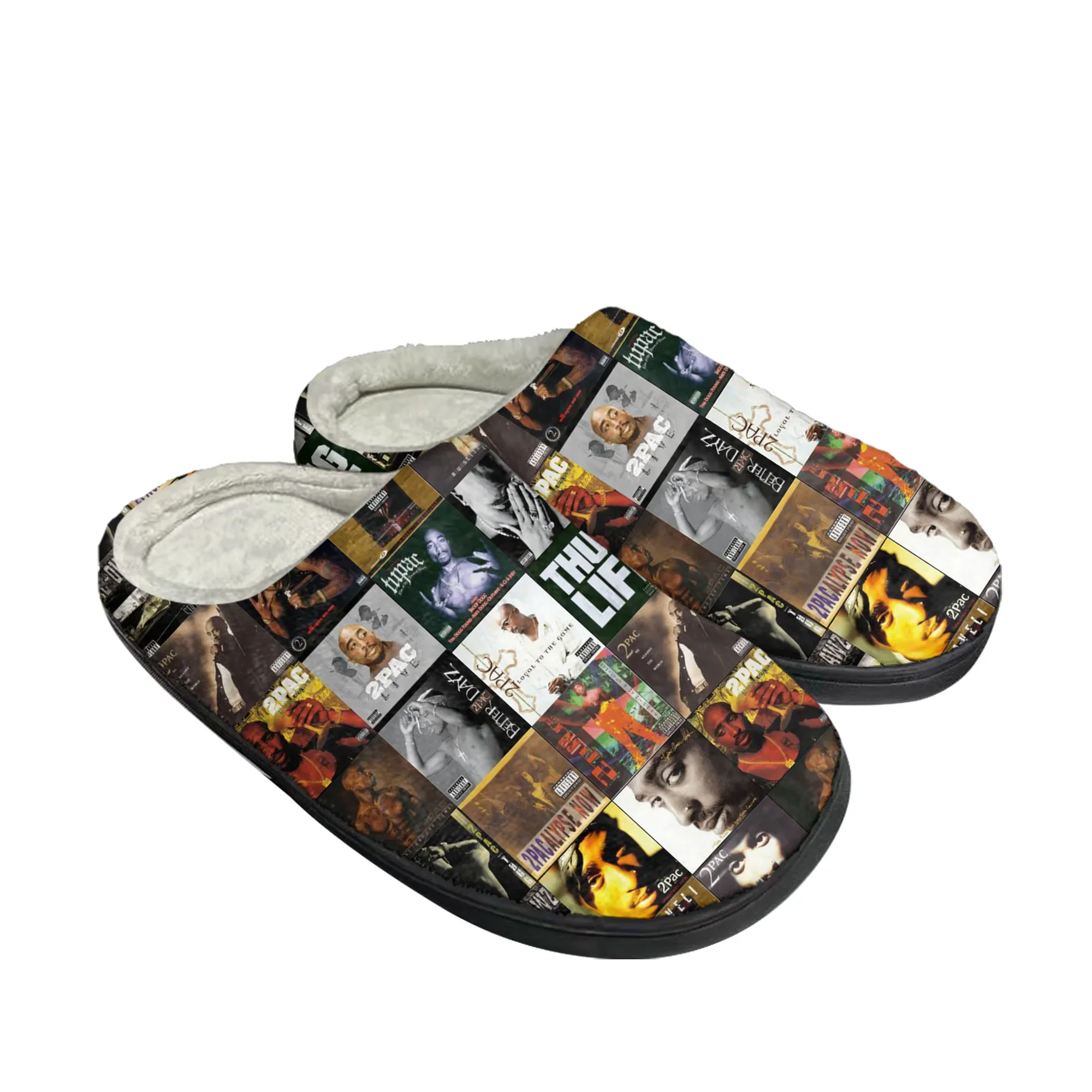 Rap 2Pac Tupac Home Cotton Custom Slippers Mens Women Sandals Plush All Eyez on Me Casual Keep Warm Shoes Couple Thermal Slipper