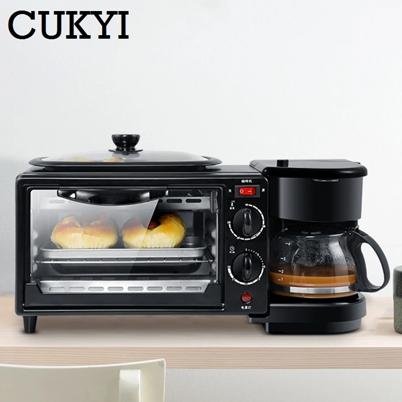 3 in 1 Multifunction Breakfast Making Machine Electric Coffee maker Omelette frying pan bread pizza Baking oven Tea boiler 110V