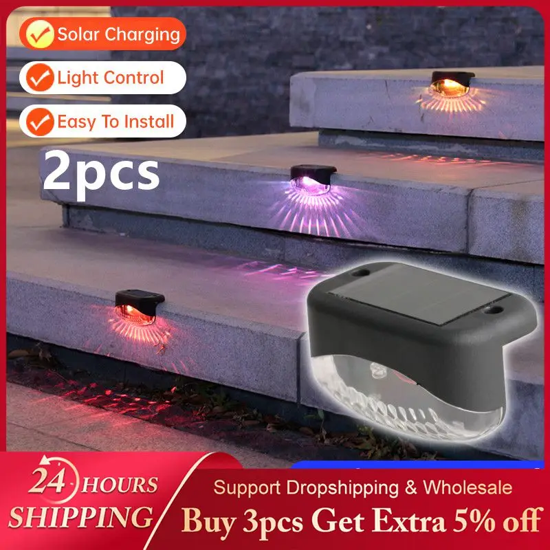 

2pcs Solar LED Lights Outdoor Garden Lights Waterproof Solar Lights For Railing Stairs Step Fence Yard Patio And Pathway