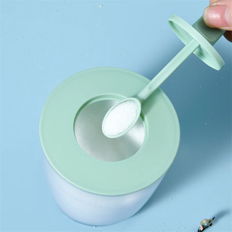 Plastic Seasoning Box Condiment Canister Kitchen Spice Rack Container with Lid Spoon Spice Sugar Bowl for Kitchen Storage Box