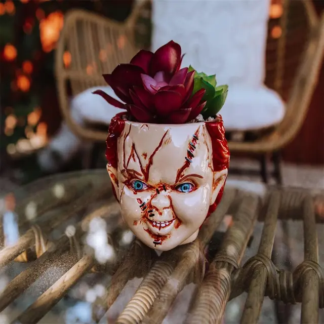 Emberi Arc Váza Portré Edény Növényi Horror Film Bohóc Asztali Díszek Dekoratív Gyanta Virágcserepek Lakberendezés Kerti Dekoráció