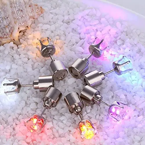 1/2Pcs LED Light Up Ear Stud Earrings Colorful Flashing Zircon Earring Stainless Steel Party Night Bling Ear Ring Studs Jewelry 5