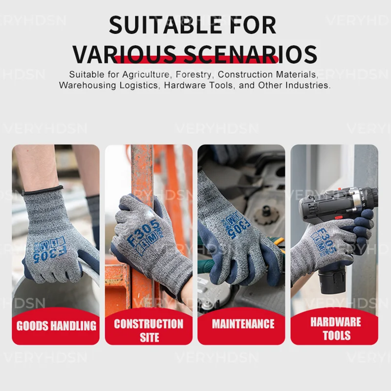 Durable & Breathable Safety Work Gloves anti cut gloves work gloves cut resistant gloves nitrile gloves protective gloves For Men&Women Multi-Purpose Firm Non-Slip Grip Cut-Resistant Nitrile Foam Coated 3pairs