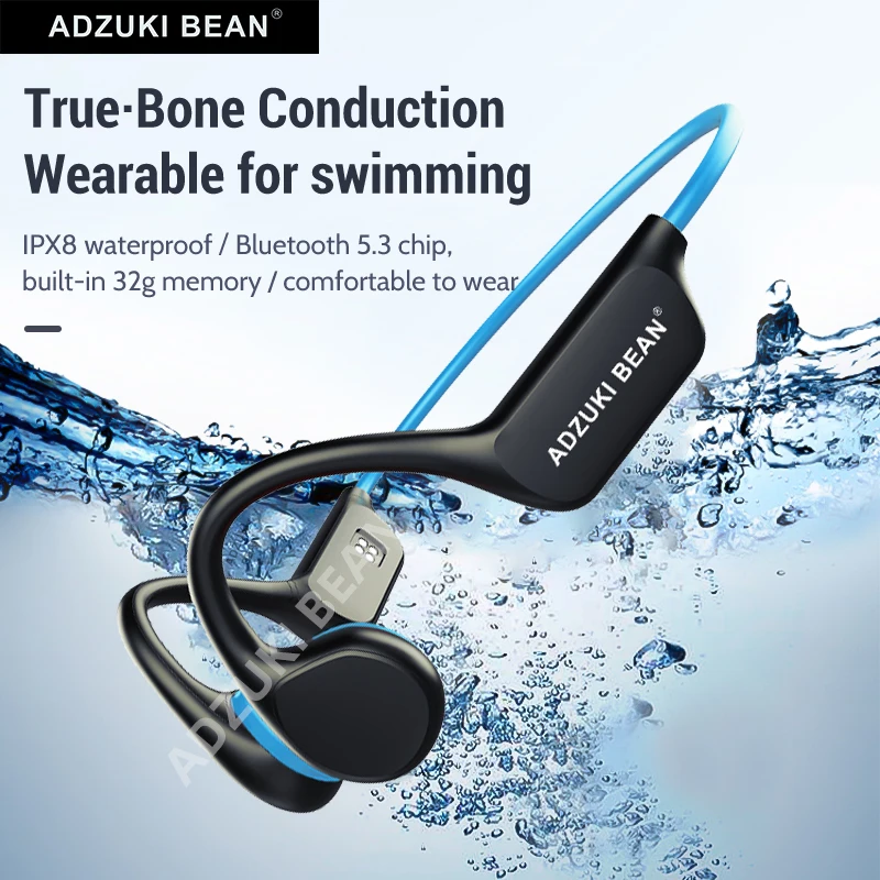 AdzukiBeanBoneConductionBluetoothEarphoneX7WirelessIPX8ProfessionalSwimmingHeadphones