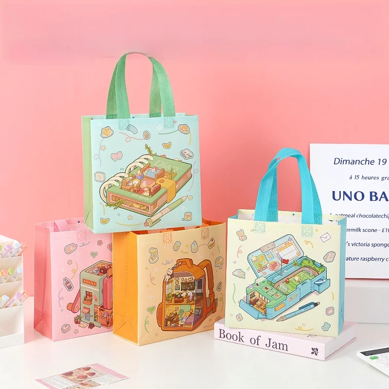 2025 Cute Cartoon Non-Woven Tote Bags, Reusable Pastel Gift Bags for Kids Birthday Part... - SKU NWTB1525 - UGI Packaging