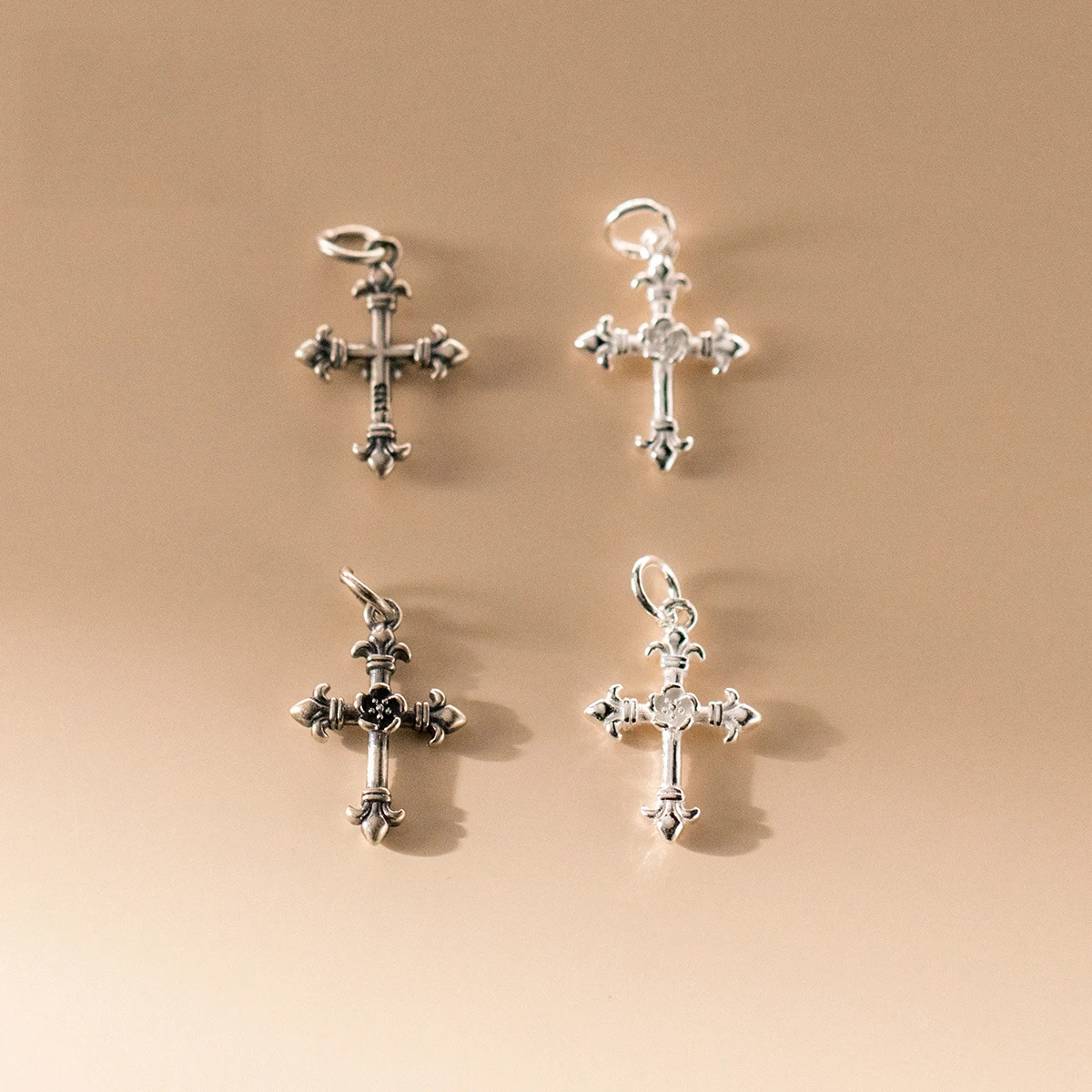 925 Silver Charms Cross Pendant DIY Pendant Necklace Accessories Flower Rose Cross