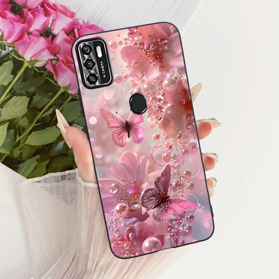 Floral Soft Black Silicone Bumper Phone Cover