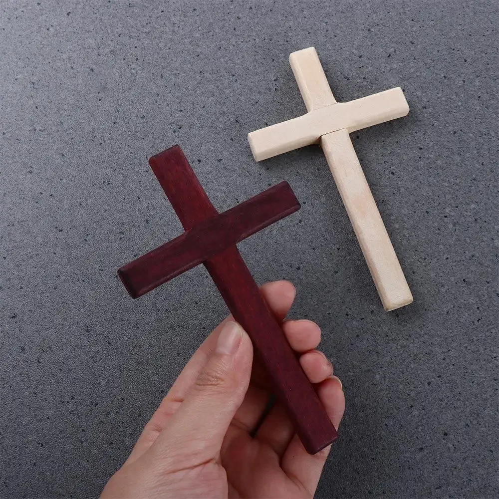 Elegant Two-Toned Wooden Hanging Crucifix for Home Decoration - 12cm