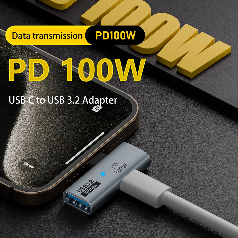 2-in-1 타입 C 3.2 OTG 스플리터 10Gbps USB C-USB 3.2 어댑터 (타입 C 100W PD 고속 충전 기능 포함) 아이폰 15 태블릿용