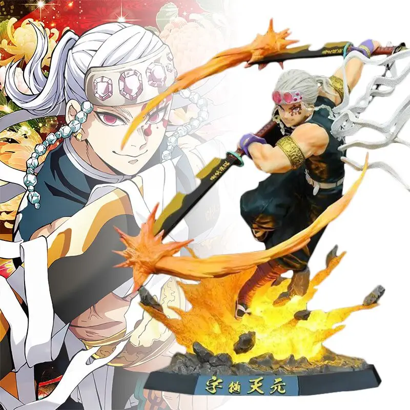 

Anime Demon Slayer Figrue Kimetsu No Yaiba Uzui Tengen Luminous 37cm Kawaii Collection Anime Action Figurines Toy for Boys Gift