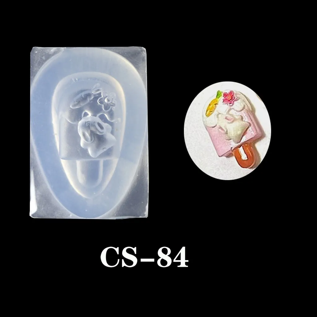 6pcs/set   Ice Cream Bear Lollipops Rabbit 3D Nail Acrylic Mold Nail Art Decorations DIY Silicone Nail Art Templates 5