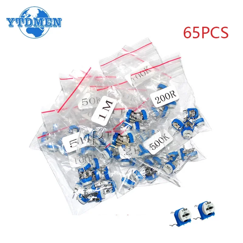 Potentiometer Variable resistor Trimmer Potentiometers multiturn potentiometer potentiometer kit trimmer potentiometer 65PCS